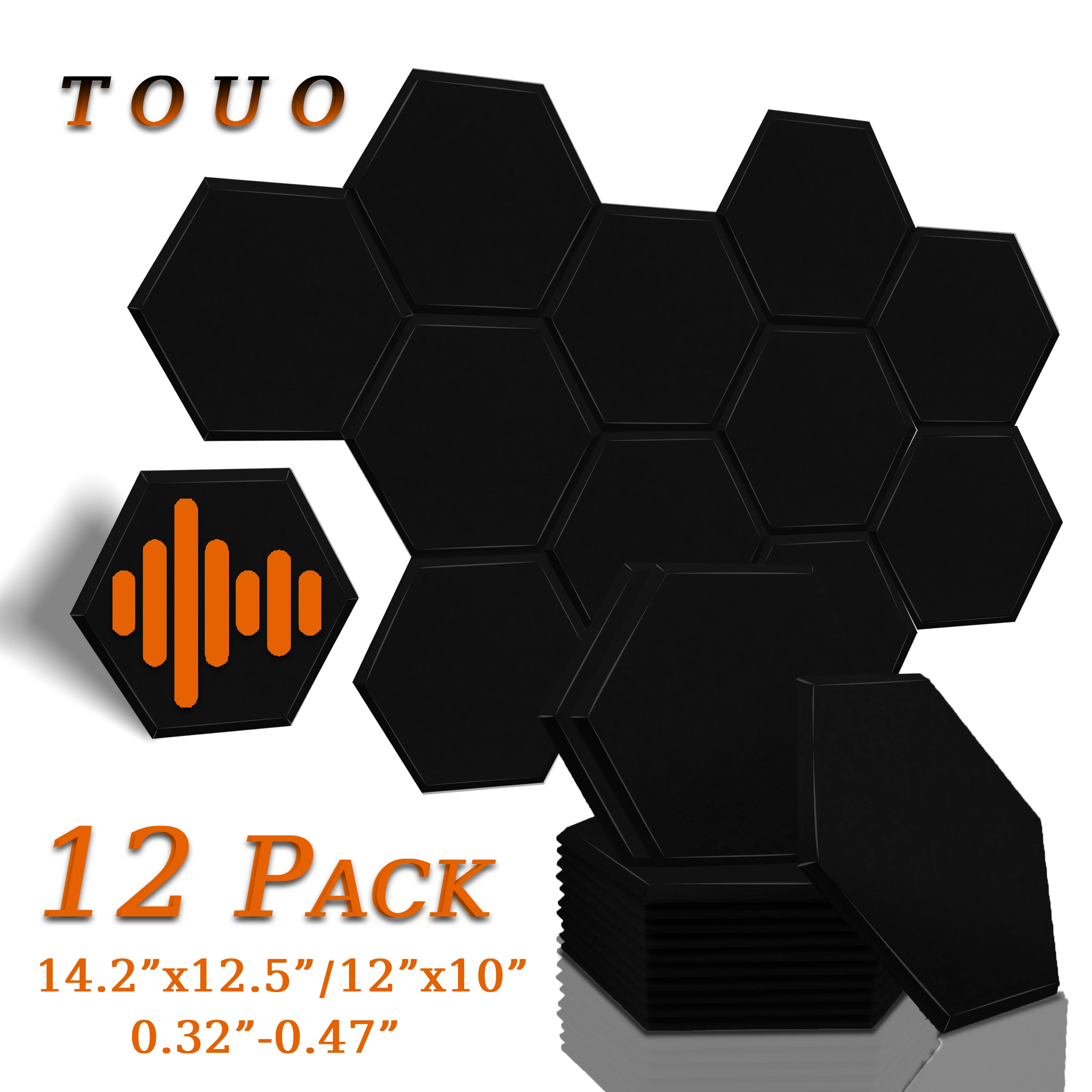 

TOUO Acoustic Panel 12pcs High Density Soundproofing Panels Drum Room Sound Absorbing Decoration Studio Acoustic Treatment