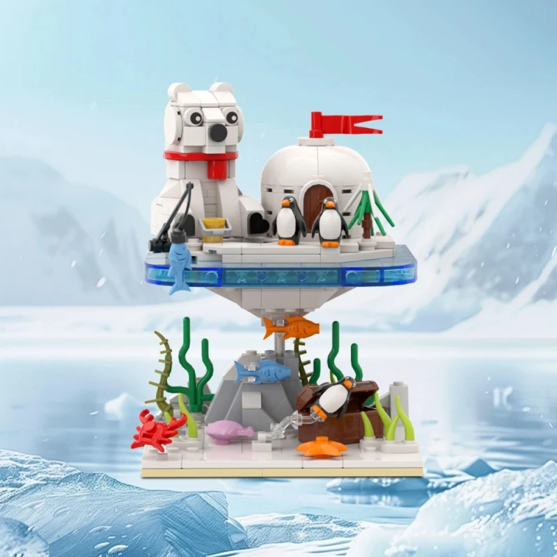 

MOC Winter Penguin Castle Model Building Blocks Cute Penguin Crab Seaweed Sea Castle Assembled Brick Toys Kid Christmas Gift