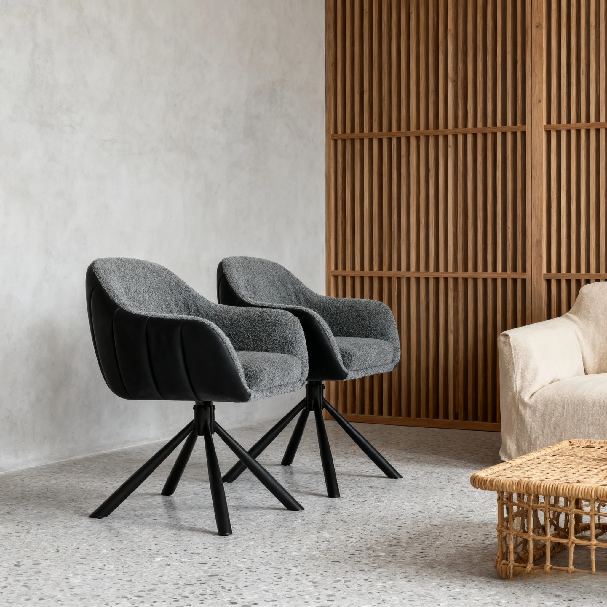 Armrests Ergonomic Chair Designer Upholstered Swivel Kitchen Dining Chair with Lounge Chair for Living Room