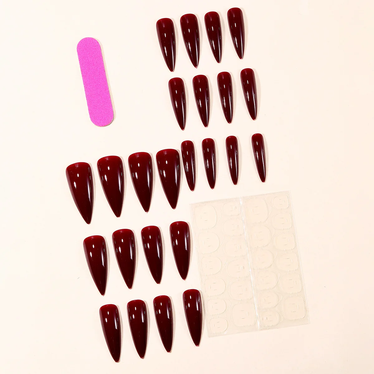 أحمر داكن طويل خنجر الأظافر وهمية للفتيات حار 24 قطعة بلون اضغط على الأظافر لامعة الماس ديكور السنة الجديدة سحر مانيكير #6