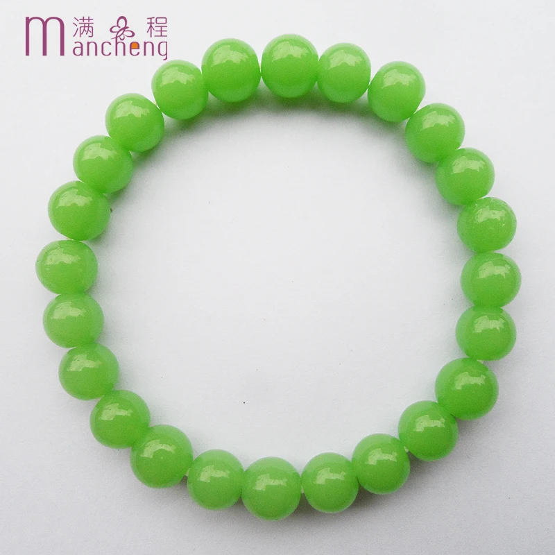 tiki tentacles Round Green stone Beads Jades Bracelet Femme Men Women Elasticity Pulseras Mujer Dropshipping Wholesale