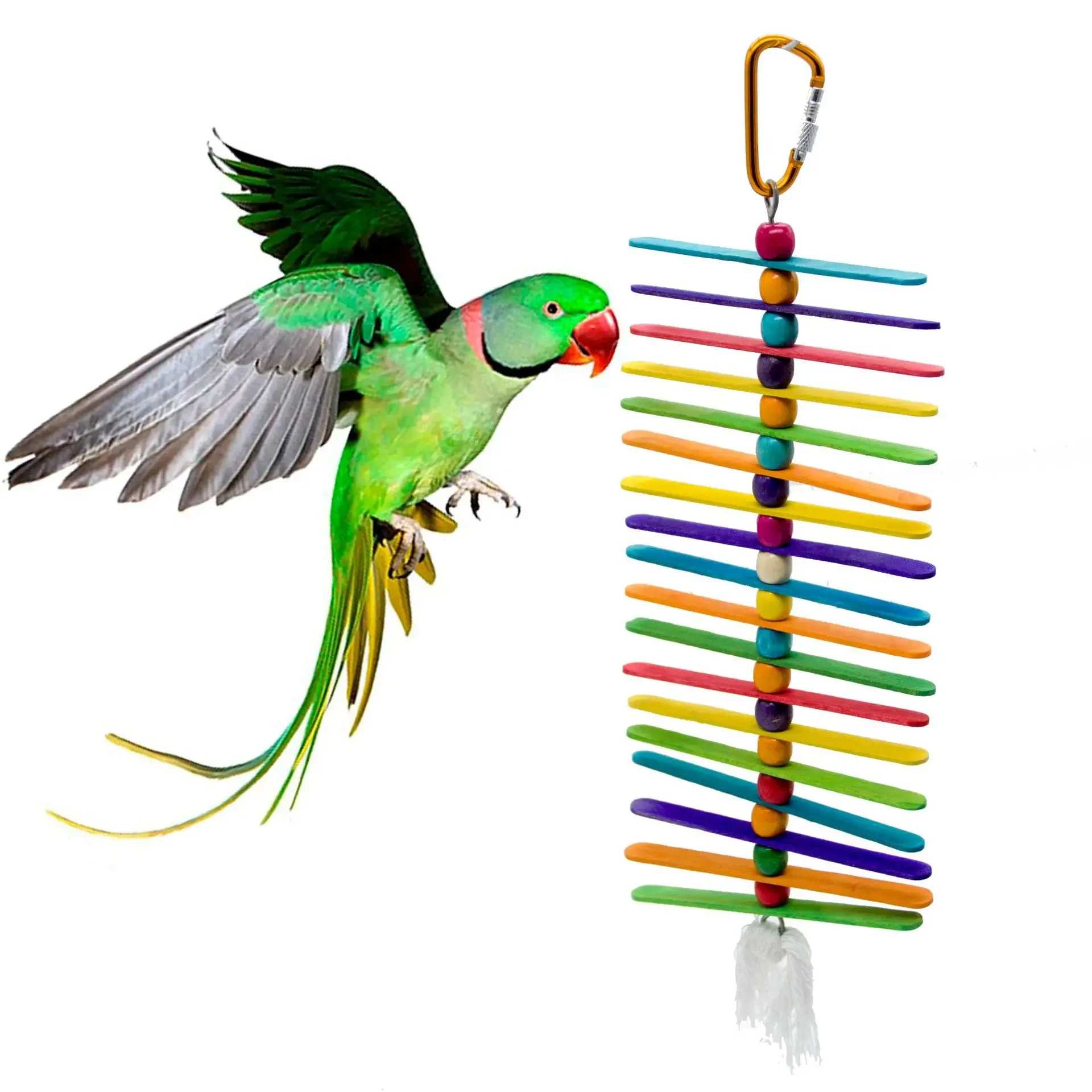 1PCS Parrot Gnawing Toys Colored Chips Climbing Stacks  Frames Birdcage Accessories Cloud Ladder Multi-layer Swing