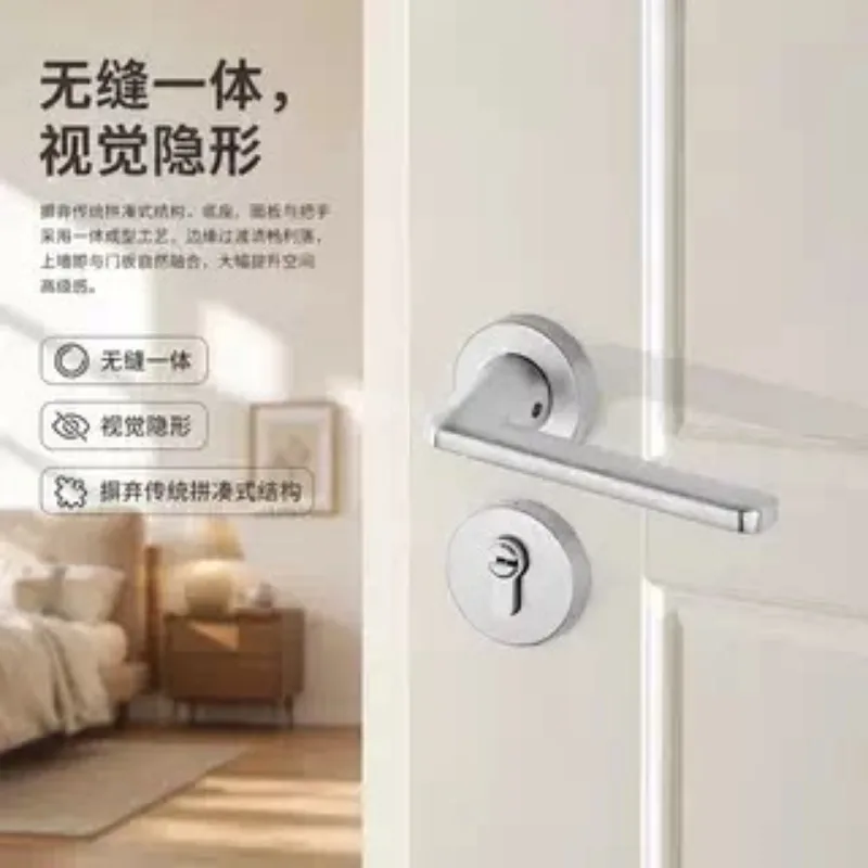 304 Stainless Steel Silent Lock Body Bedroom Door Lock with Key Double Lock Tongue Embedded