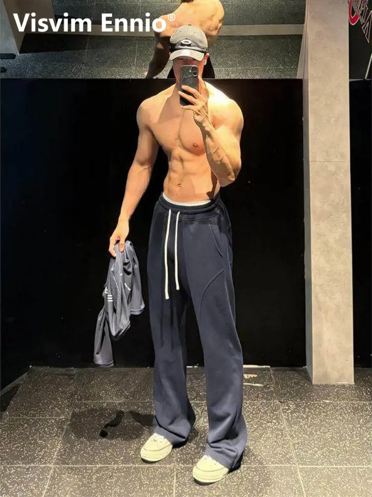 

Мужские спортивные брюки Visvim Ennio k Blue Fce Lined American Sle Sport Fitn, прямые брюки для осени и зимы