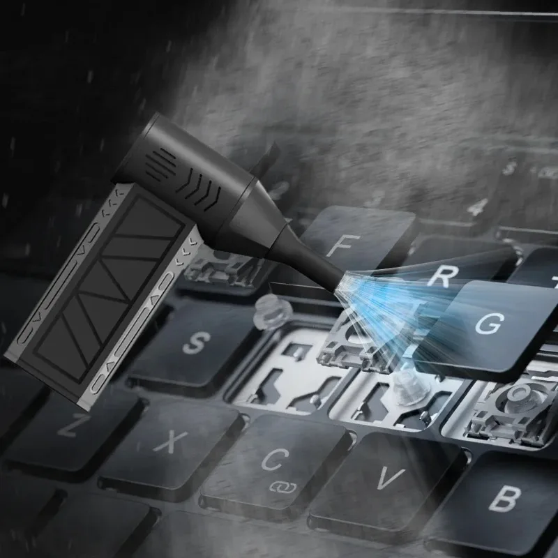 مروحة نفاثة تربو صغيرة قابلة لإعادة الشحن منفضة هواء كهربائية 110000 دورة في الدقيقة منفاخ هواء نفاث منفاخ جاف لتنظيف لوحة مفاتيح الكمبيوتر المحمول