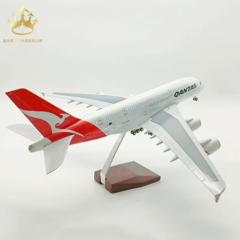 Airbus A380 Australian Airlines model aircraft with illuminated landing gear display, civil aviation aircraft model
