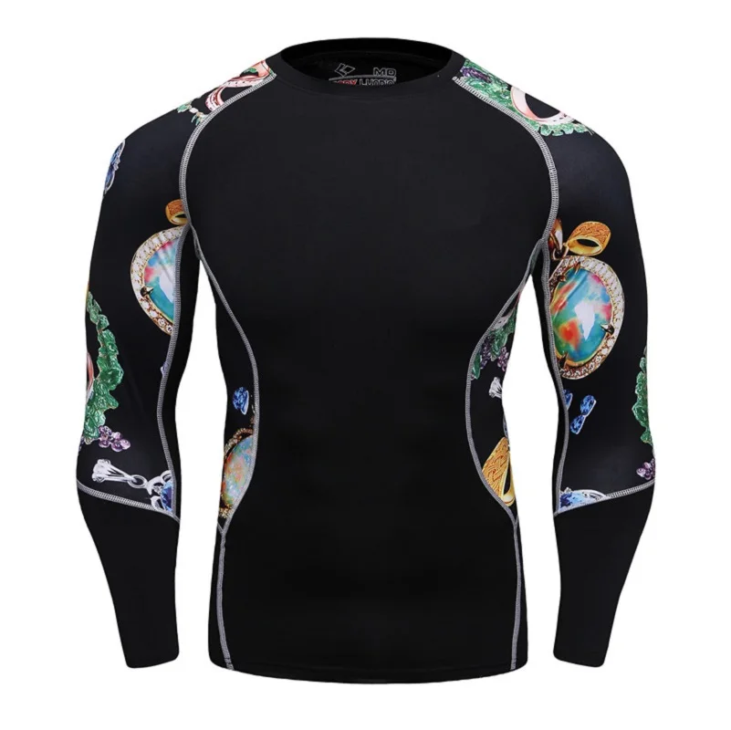 2024 New Custom T Shirt Full Print Men's Long Sleeve Compression Surf T-shirts UV Sun Protection Tattoo Bodybuilding Clothes