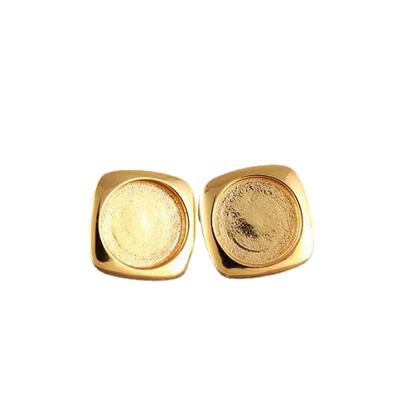 

Sterling Silver 925 Engagement Wedding Semi mount Stud Earrings for 6x6mm or 8x8mm Round Cabochon Amber Fine Jewelry Setting