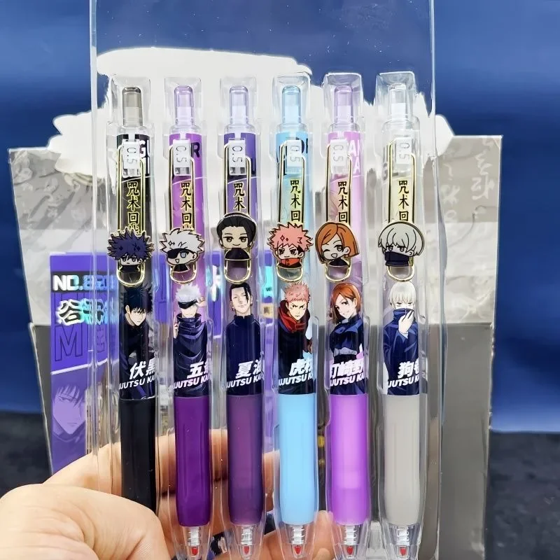 6 قطعة Jujutsu Kaisen جل أقلام أسود 0.5 مللي متر أنيمي جوجو ساتورو الصحافة القلم طالب القرطاسية الكرتون الكتابة امتحان اللوازم المدرسية #4