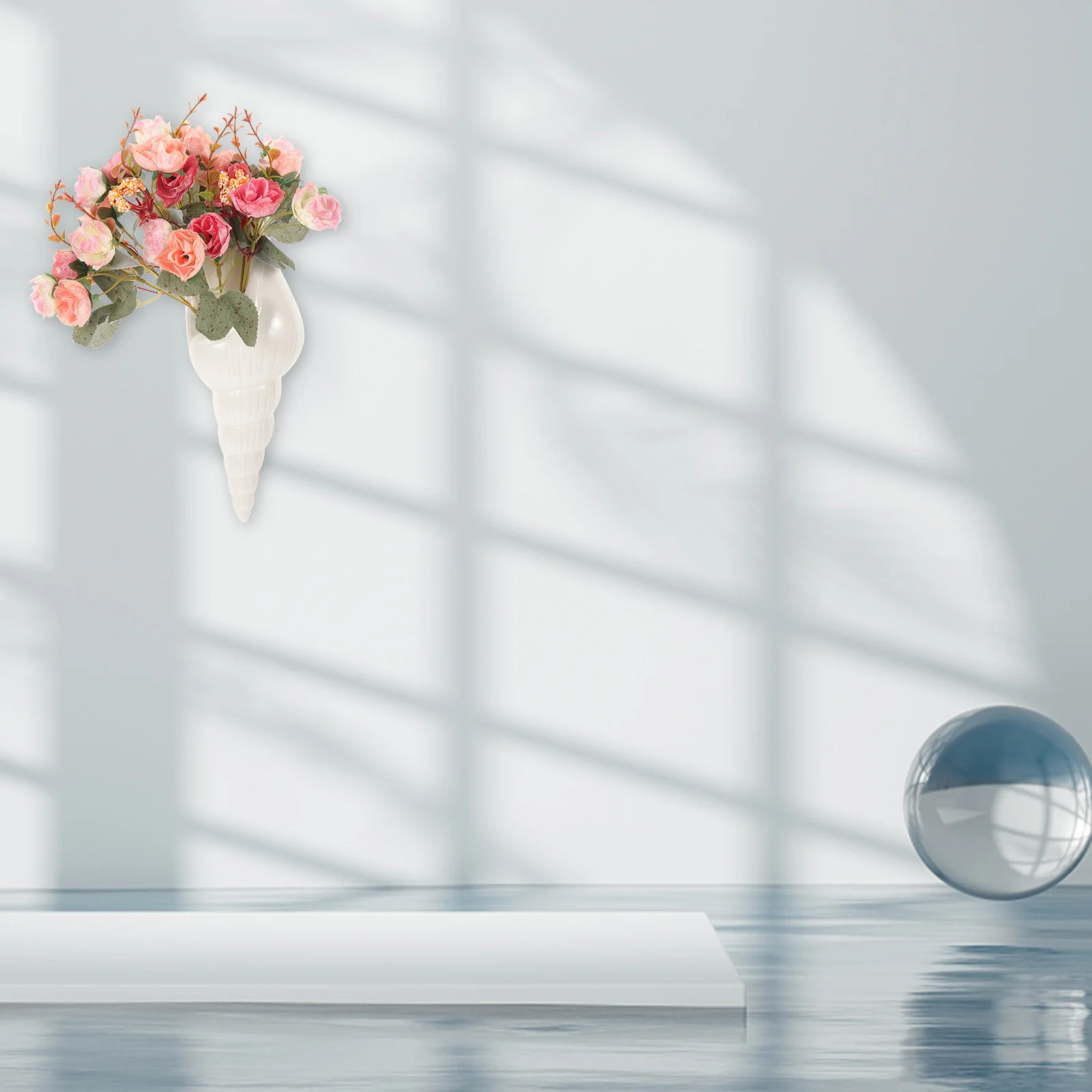 

Conch Pattern Ceramic Wall Flower Vase Pendant Flowerpot Home Wall Decor Hanging Planter for Kitchen Bedroom Decor