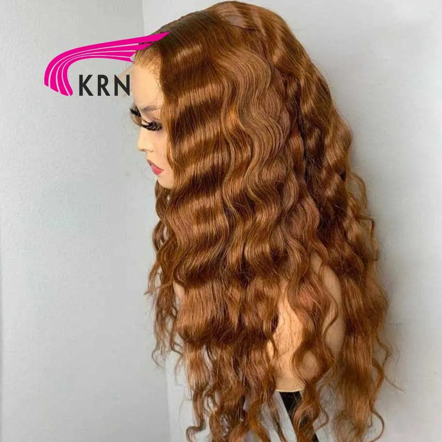 KRN 250 Density Brown Color Deep Wave Wigs for Women Brazilian Hair 13x4 Lace Front Wig  with Baby Hair 13x6 Glueless Lace Wigs