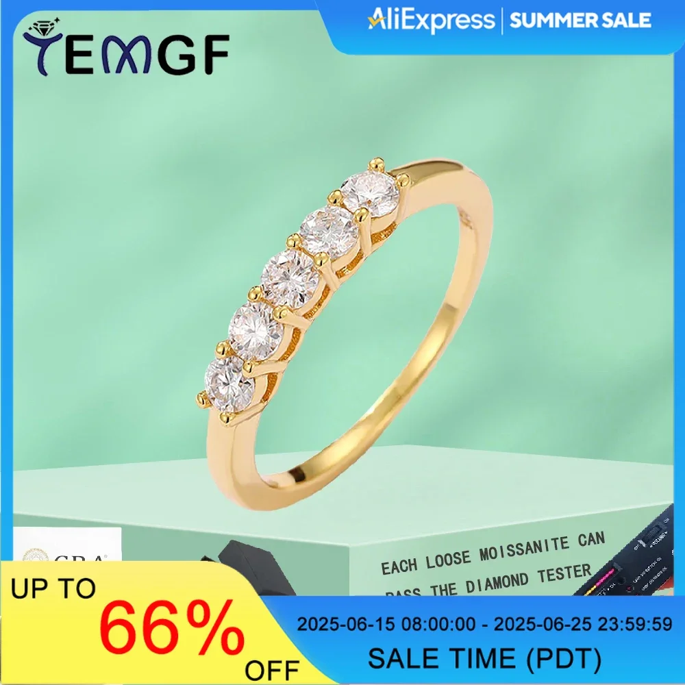 

TEMGF Moissanite Rings Round Cut GRA Certification 100% S925 Sterling Silver 18K Plated for Women Classic Sparkly Fine Jewelry