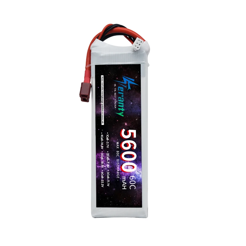 TERANTY 7.4V 2S 5600MAH 60C Lipo Battery For RC FPV Airplane Helicopter Drone Tank Model Racing Car Hobby JST XT60