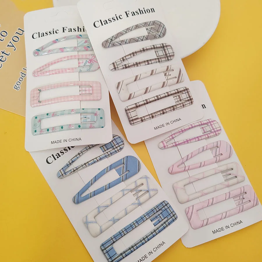 

Набор из 4 модных заколок для волос в клетку в корейском стиле для девочек и женщин