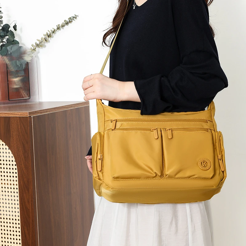Women Nylon Crossbody Bag Lightweight Large Capacity Multi Compartment Shoulder Bag Fashion Casual Satchel For Travel Daily Use