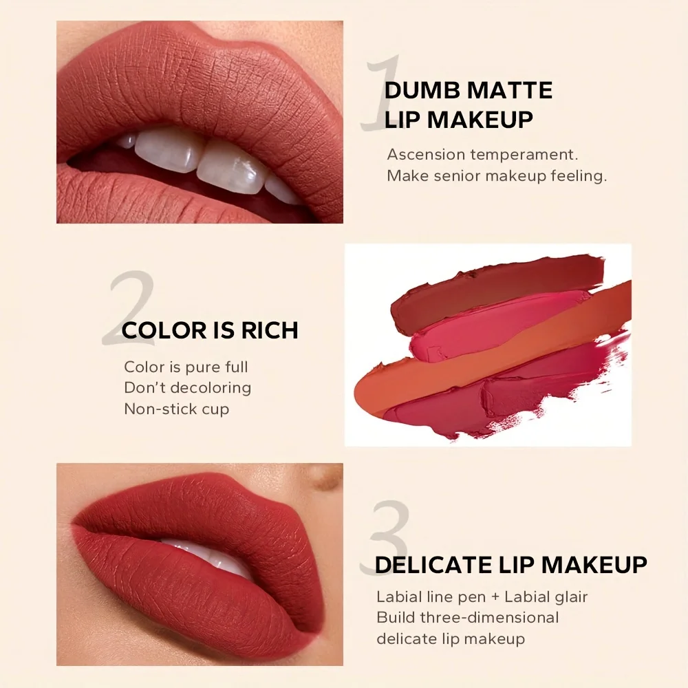 1 Stuk Waterdichte Matte Dubbelzijdige Lippenstift + Lipliner Zachte Matte Langdurige Waterdichte Lippenstift Moederdag Geschenken