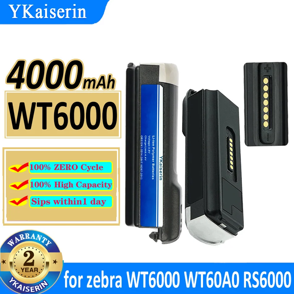 

4000mAh YKaiserin Battery for zebra WT6000 WT60A0 RS6000 BT000262A01 BTRY-NWTRS-33MA-01 Bateria