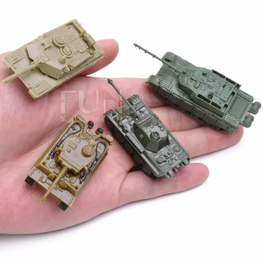 1/144 4D Classic Tank Model World War II US GER USSR RUS CHINA Finished Model Type Tiger Leopard Sand Table Plastic Tanks Toy