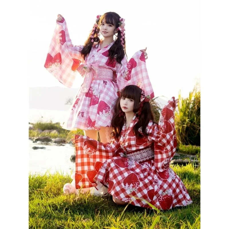 

YUIPO Cute Sweet Japanese Lolita dress, pink, Strawberry Print, JSK Kawaii