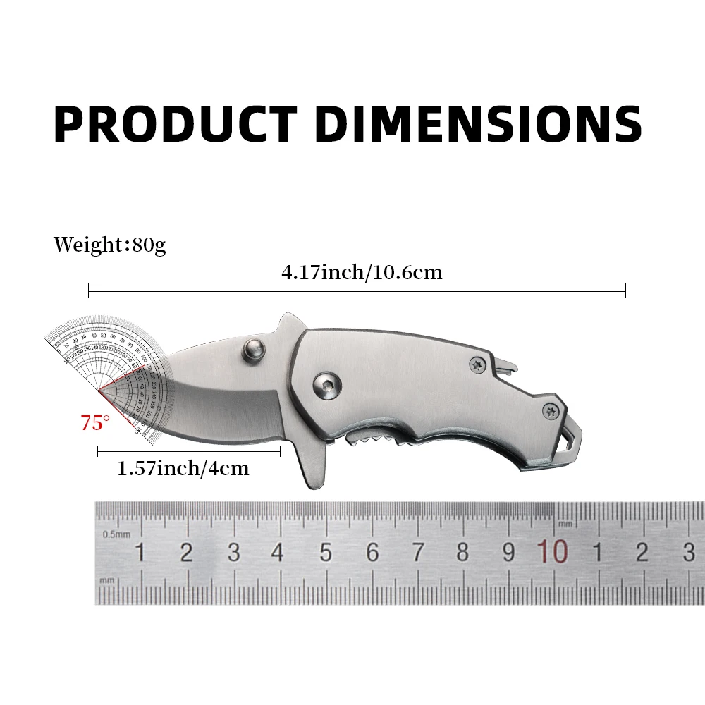 Outdoor survival knife stainless steel mini folding shark knife keychain bottle opener