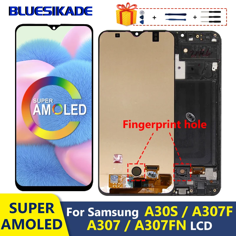 Bluesikade AMOLED-дисплей для Samsung Galaxy A30S, емкостный сенсорный экран, дигитайзер, запасные части из материкового Китая
