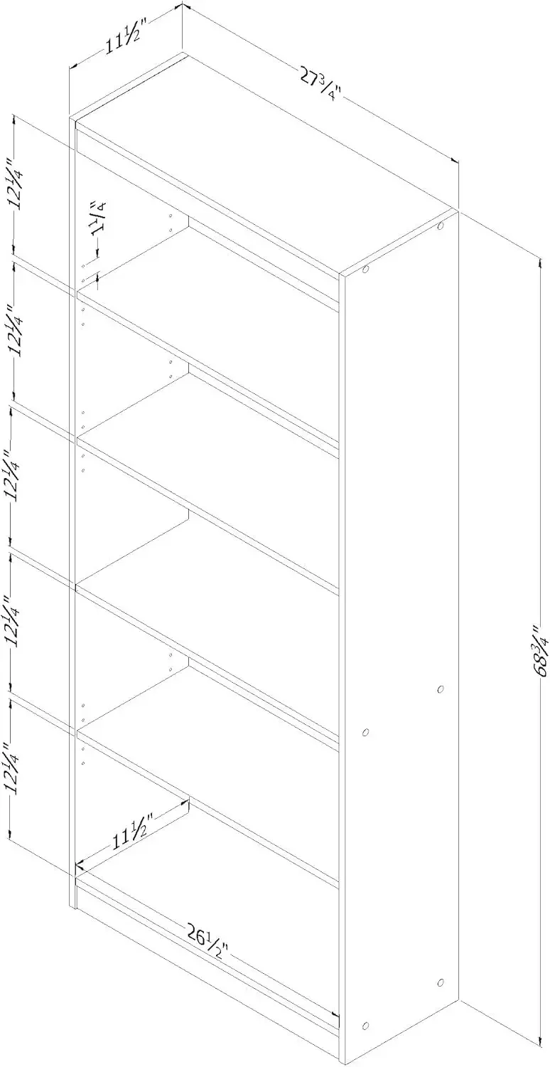 Axess 5-Shelf Bookcase - Royal Cherry Made in North America with non-toxic laminated particleboard