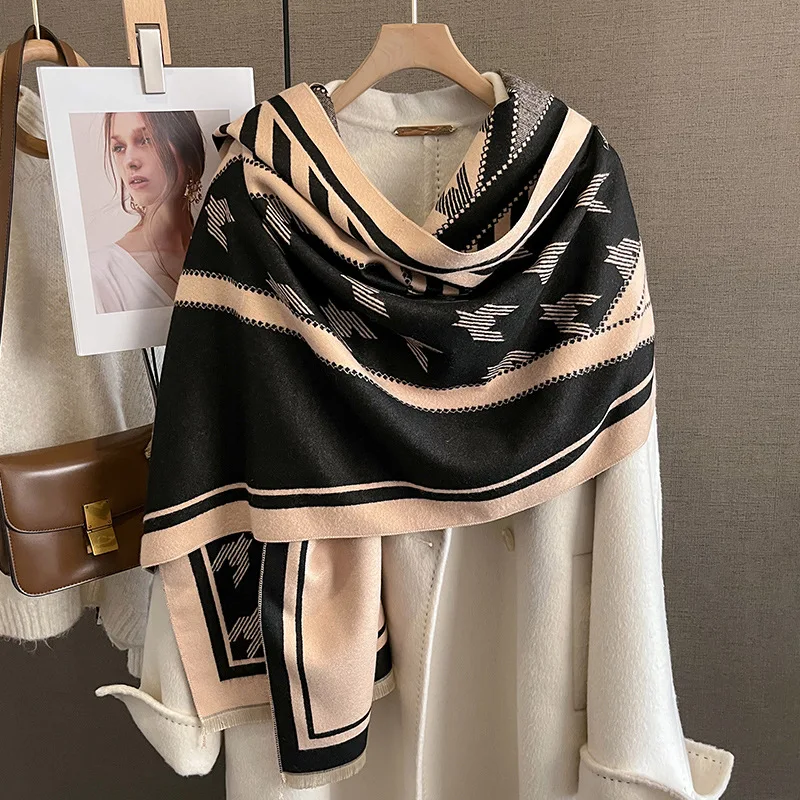 2023 Design Winter Wrap Shawl Warm Fashion Cashmere Scarf Women Pashmina Head Scarves Femal Poncho Neckerchief Echarpe Bandana