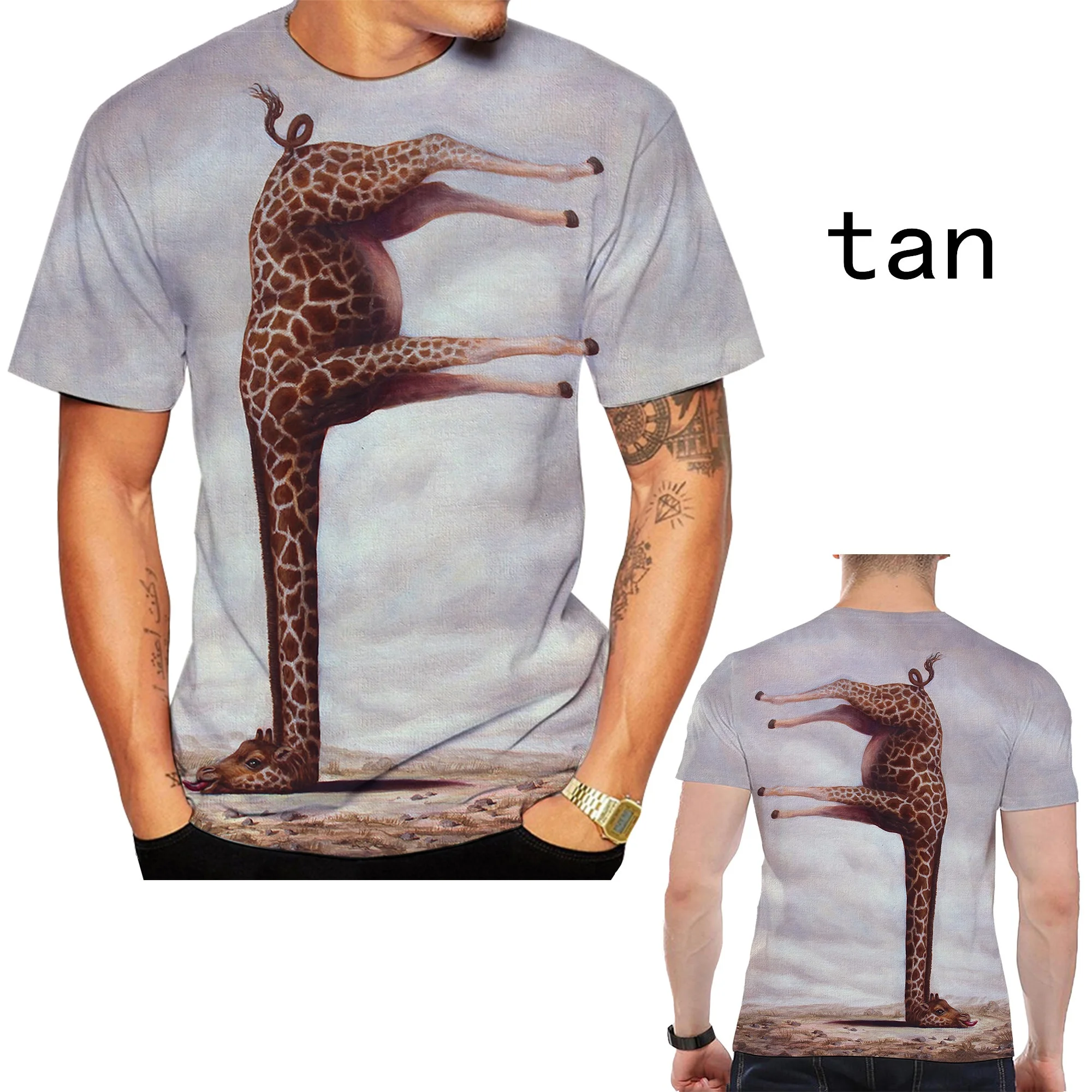 T-shirt animale giraffa stampata in 3d da uomo estiva moda Casual O colletto manica corta Street divertente divertimento sciolto top traspiranti