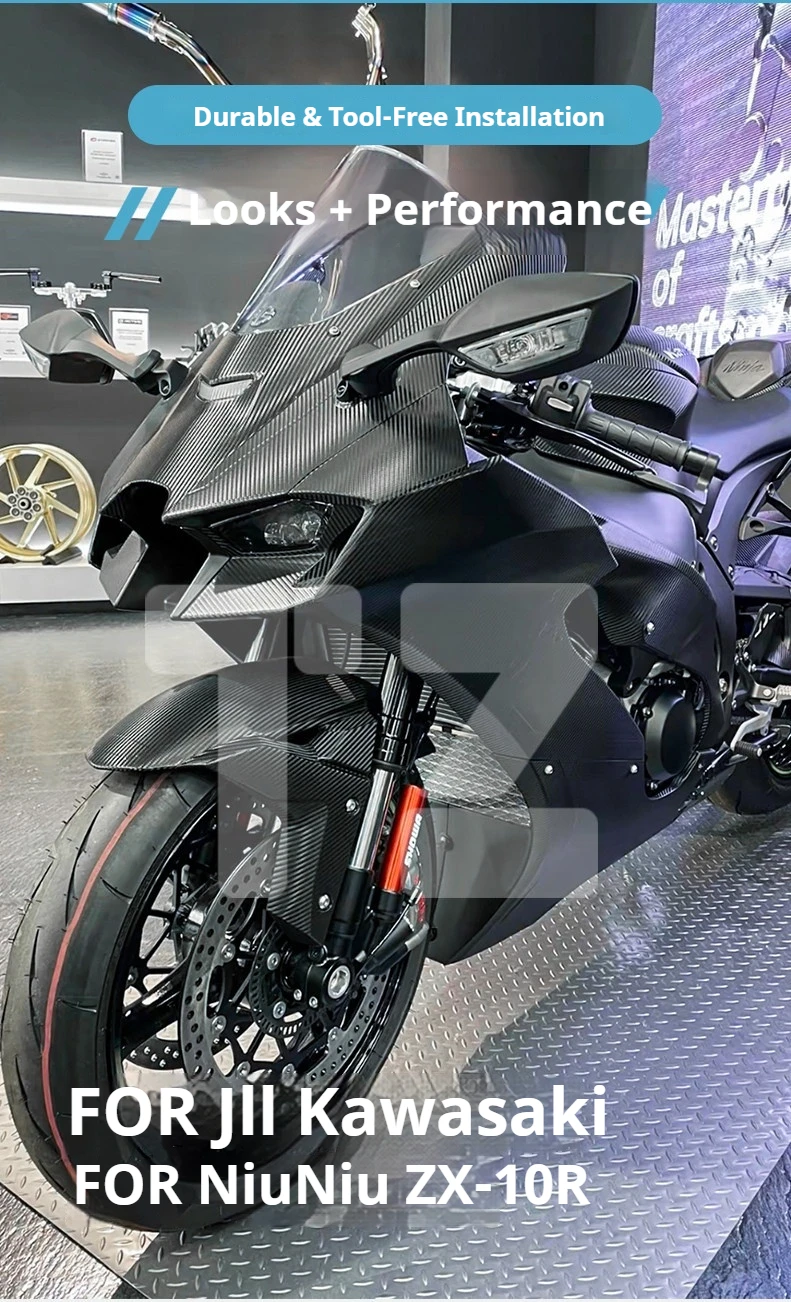 100% Real Carbon Fiber Fairing Tank Frame Cover Foot Peg Mod Parts For KAWASAKI ZX10R Moto Accesorios