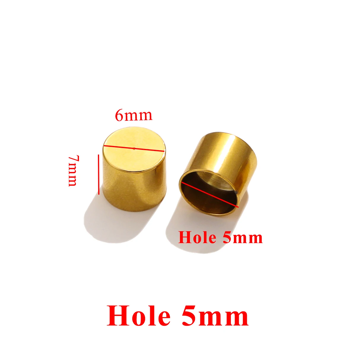 10 Stück Edelstahl-Zylinder-Lederbandverschluss, goldfarbene Crimp-Spitzen-Endkappen für Halskette, Armband, Verbinder, Schmuckherstellung
