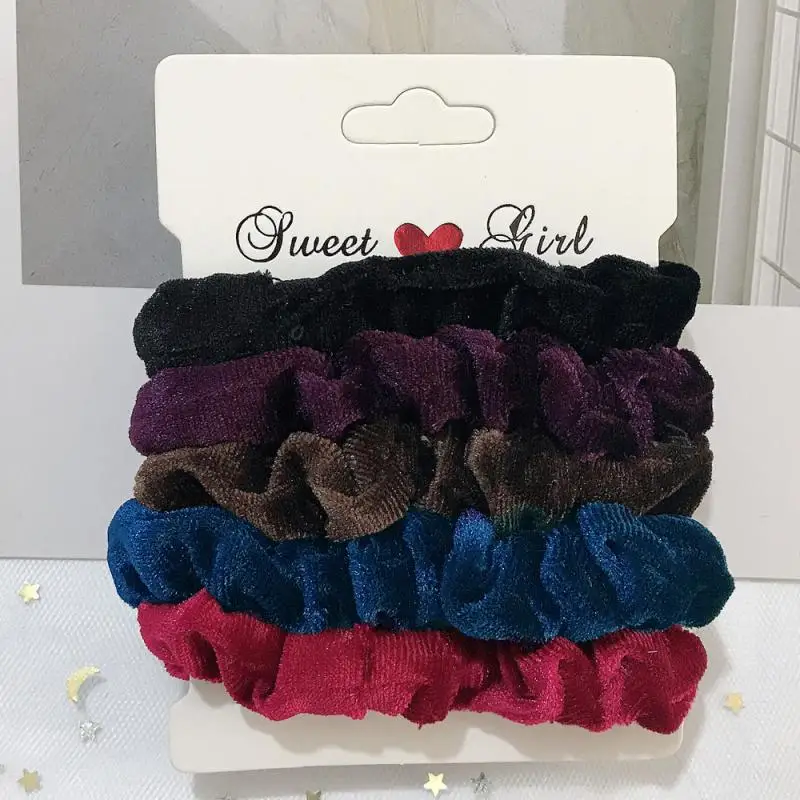 4/5/6 Pcs Simple Solid Color Elastics Hair Ties For Women Silk Satin Scrunchies Hair Rope Elegant Ponytail Holder Rubber Band