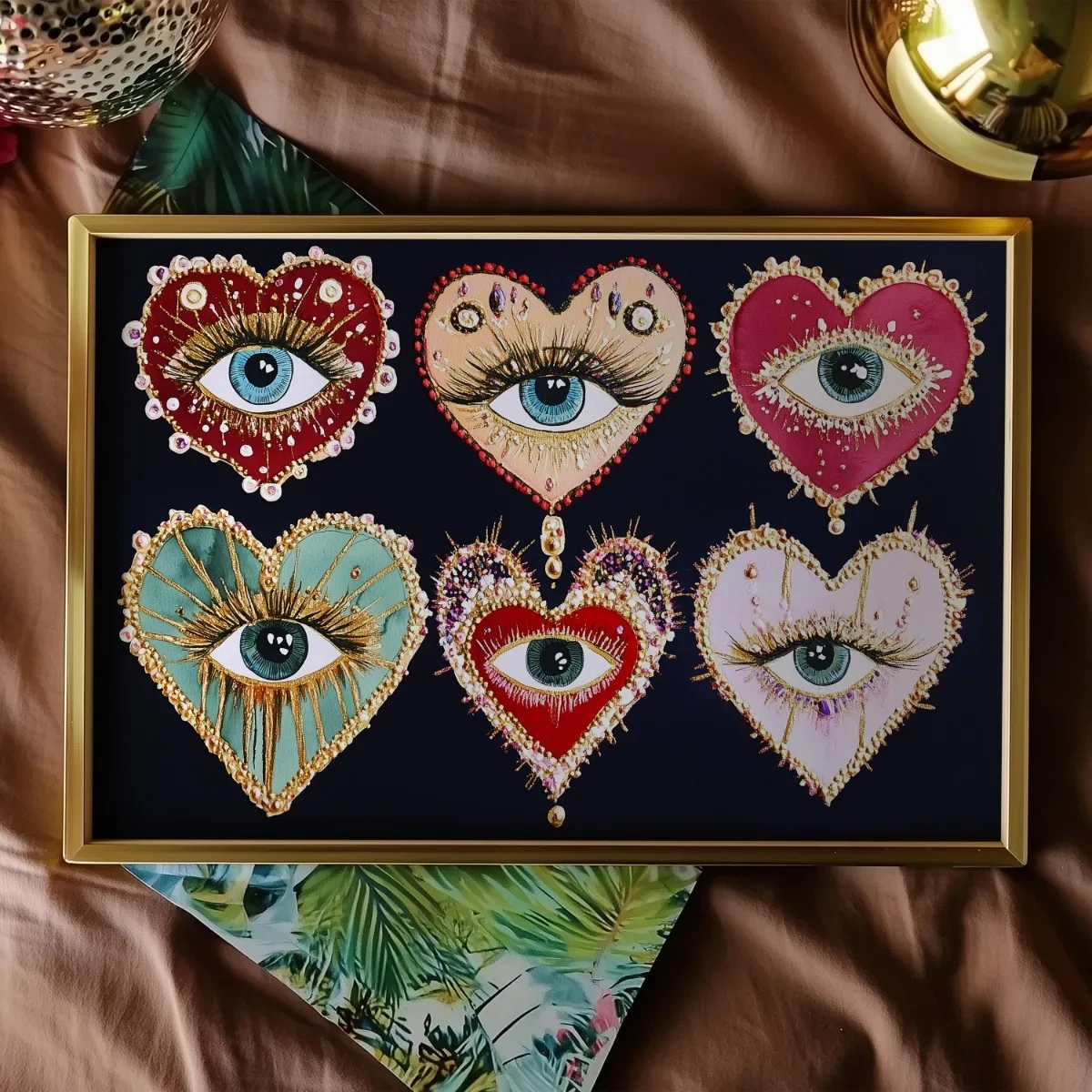 Gothic Evil Eye Heart Canvas Print Poster Vintage Dark Maximalist Turkish Blue Eye Trendy Home Decor Art Poster Gifts-unframed