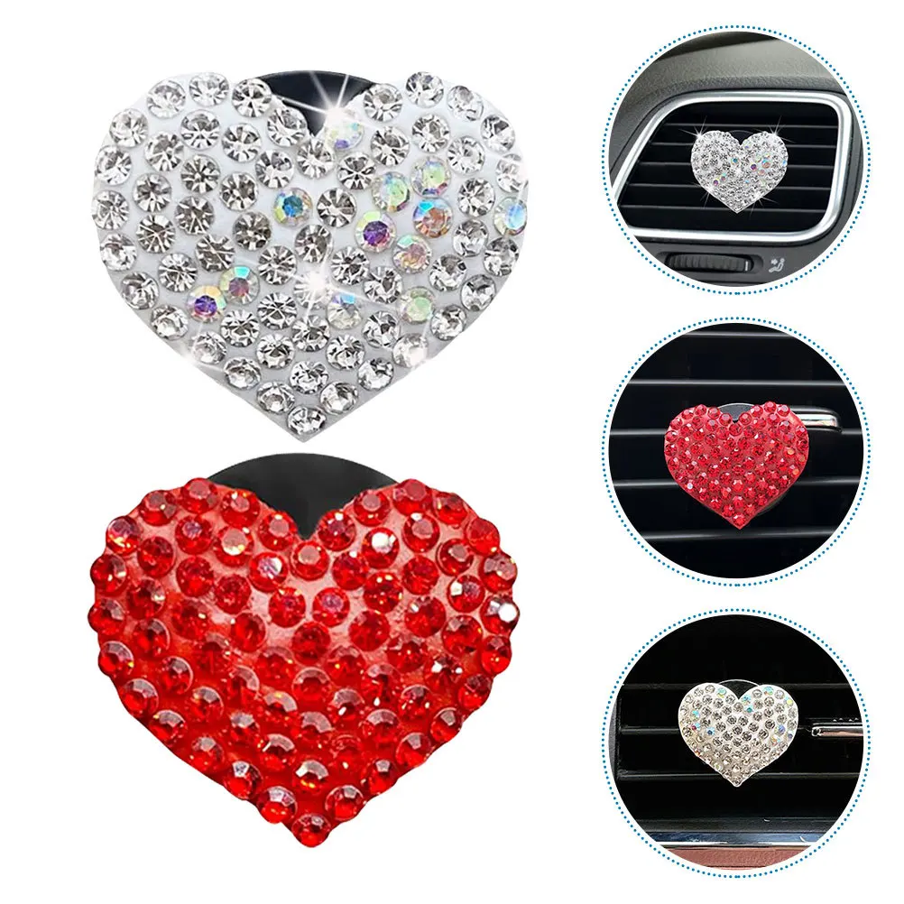 

4pcs Air Freshener Vent Clip Heart-Shaped Rhinestone Bling Car Accessories Aesthetic Auto Outlet Diffuser For Women Car Decor