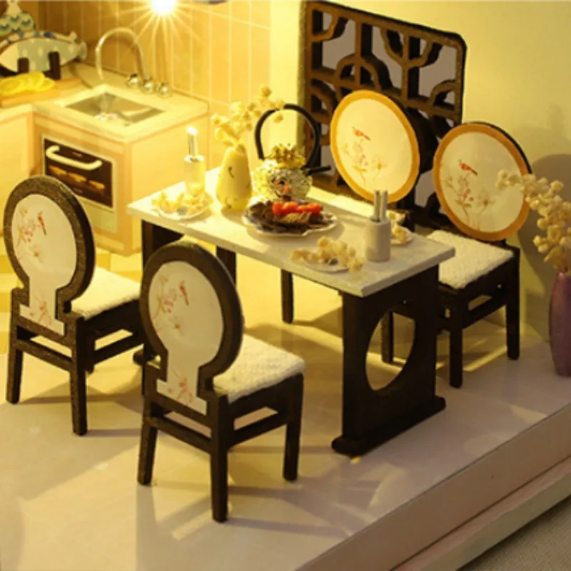 لتقوم بها بنفسك بيوت الدمية كازا اليابانية تجميعها بيوت الدمى ثلاثية الأبعاد خشبية مصغرة أطقم منمذجة مع الأثاث ديكور المنزل أصدقاء هدية عيد ميلاد #3