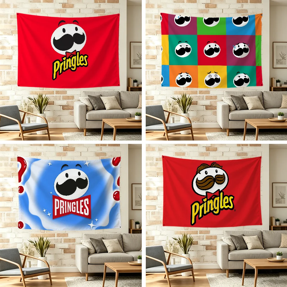 P-Pringles-Flagge, langlebige Dekoration für drinnen und draußen, festliche Dekoration, klassisches Design, Fahnenmast, Wandbanner, Raumdekoration.