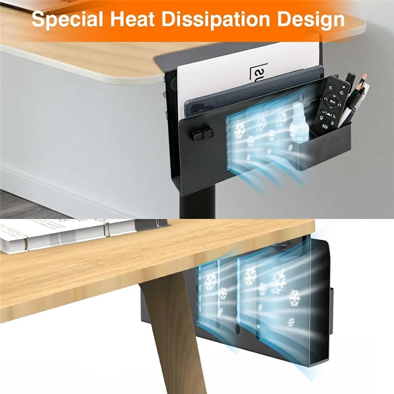 Desk Side Storage,No Drill Under Desk Cable Management Tray,Clamp On Side Desk Organizer,Under Desk Storage For Office