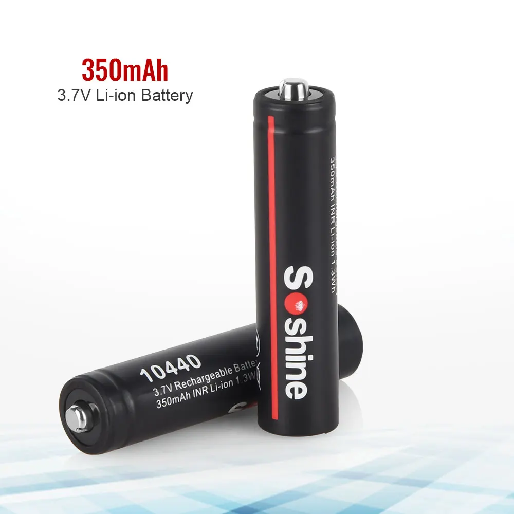 Soshine 350mAh 10440 Lithium Batteries 3.7V AAA 350mAh Li-ion Rechargeable Battery 10440 Battery for Recorder Game Console Toy