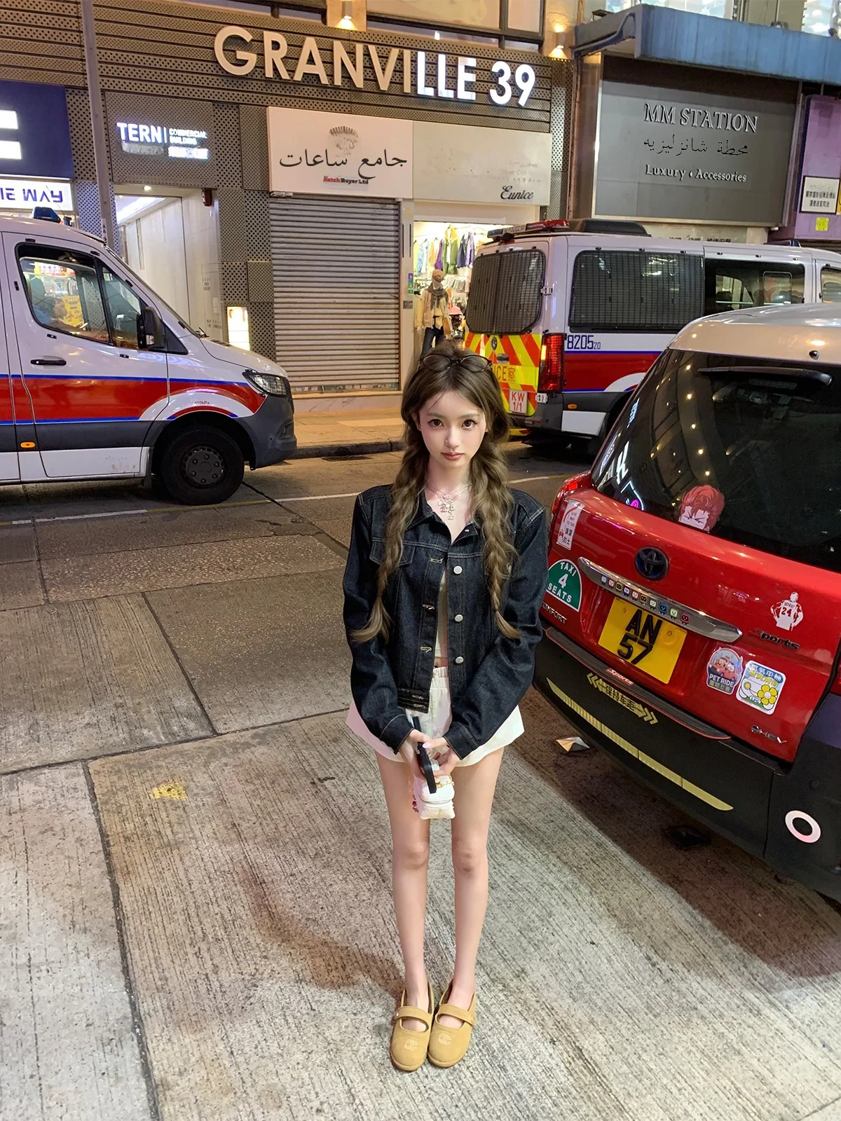 Retro Hong Kong Flavor Loose Shoulder Denim Jacket Standard Fit Cotton Long Sleeve Pure Color Button Closure Women's Jacket
