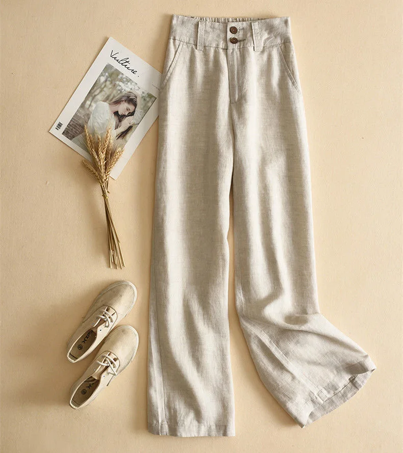 

Customization European women's clothing - new styles for summer 2026 Loose and slimming linen straight-leg wide-leg pants
