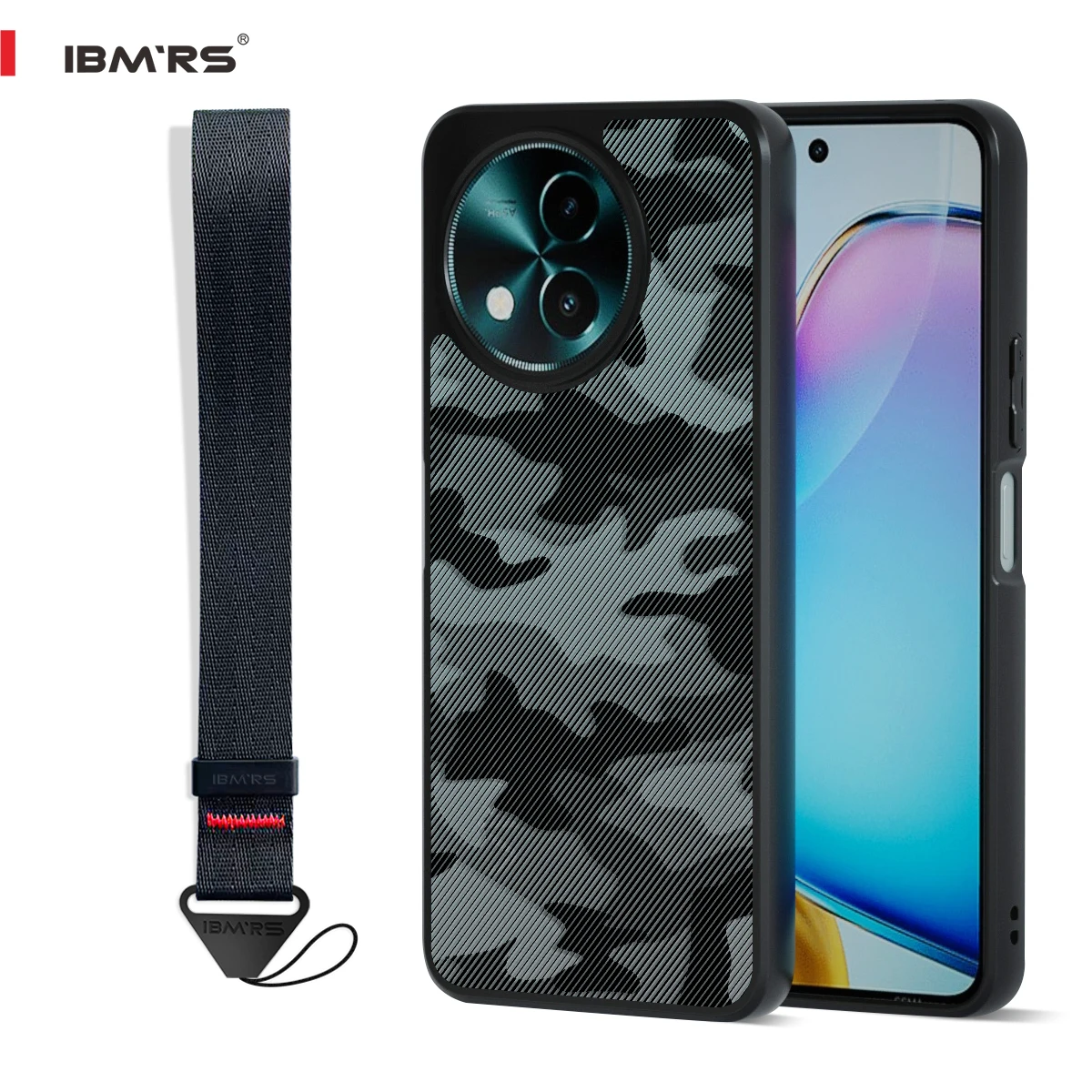 

for Vivo Y38 Y58 T3x Y200i Y200T Case, Military Camo Shockproof Cover with Anti-Fingerprint & Wrist Strap, Heavy Duty Protective