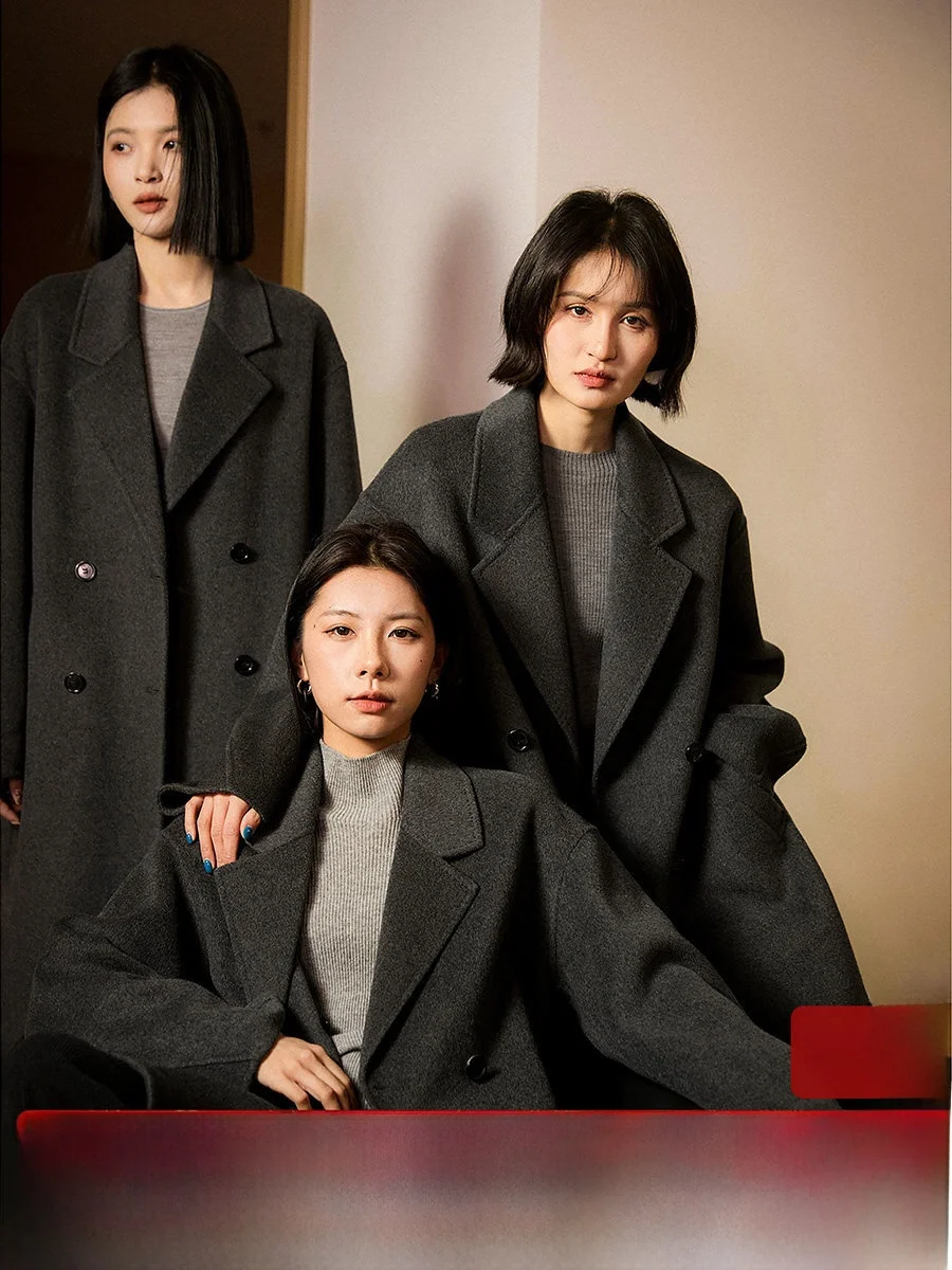 

Комплект из двухслойного шерстяного пальто Free Series Winter utian с пуговицами, прямого кроя, с длинными рукавами, в стиле OL