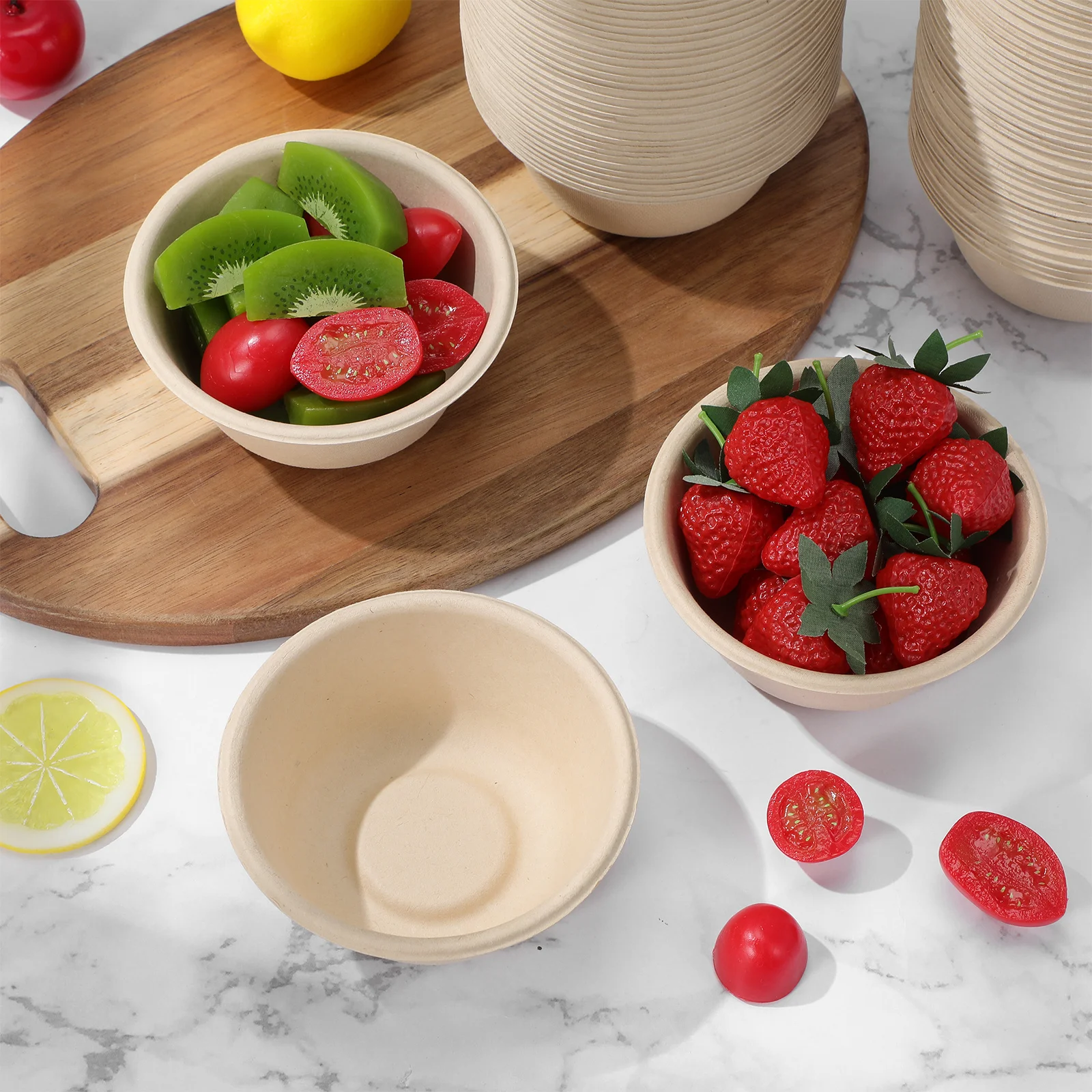 

200 шт. одноразовые сверхмощные бумажные миски, круглые контейнеры для горячего супа, десертов, закусок, вечеринок, походов на открытом воздухе