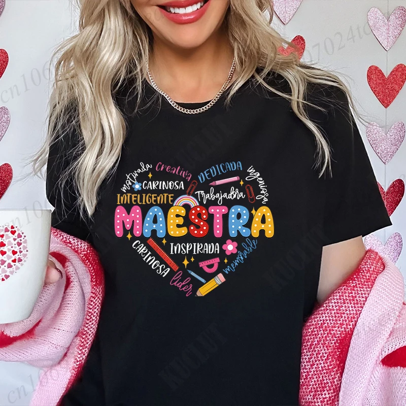 Maestra Teacher Tee Shirt Back To School Spanish Teacher's Shirts Teacher Appreciation Gift Back To School Maestra T-Shirt Tops