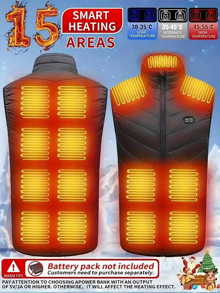 Men's Dual Control Heated Vest with 15 Zones