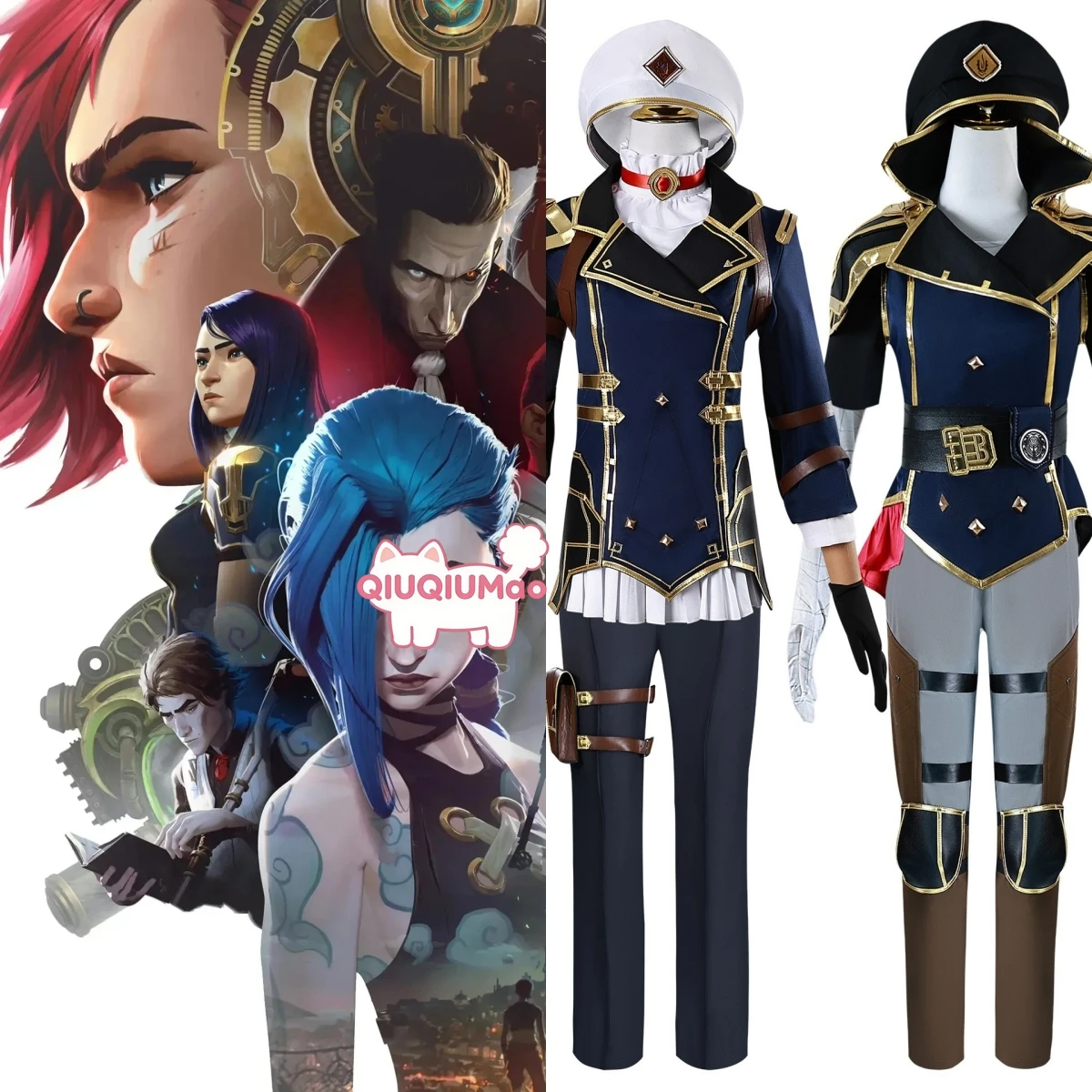 

Popular Worldwide Game Cosplay Soul Fighter Costume LoL Anime Vi and Caitlyn Role Playing Outfit Wig Set Women Comic Con Party