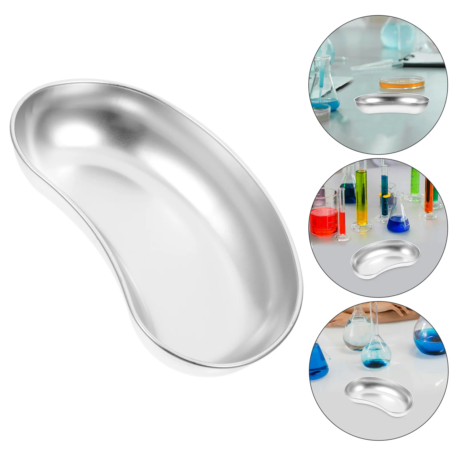 

2pcs Stainless Steel Kidney Tray For Medical Waste Fluids Collection Anti-Leak Emesis Basin Surgical Instrument Storage Clinical