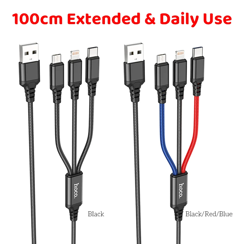 HOCO 25cm Short Charge 3 in 1 USB Cable for Huawei for iPhone 14 13 11 Pro Fast Charge 8 Pin Micro USB Type C Cable for Samsung