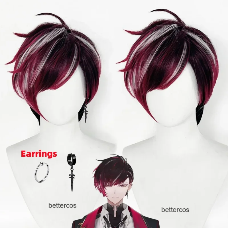 Vtuber Niji Sanjien EN7 XSOLEIL Ver Vermillion Cosplay Wig Ver Cosplay Wigs Hair Heat Resistant Hair Party Anime Wigs Wig Cap