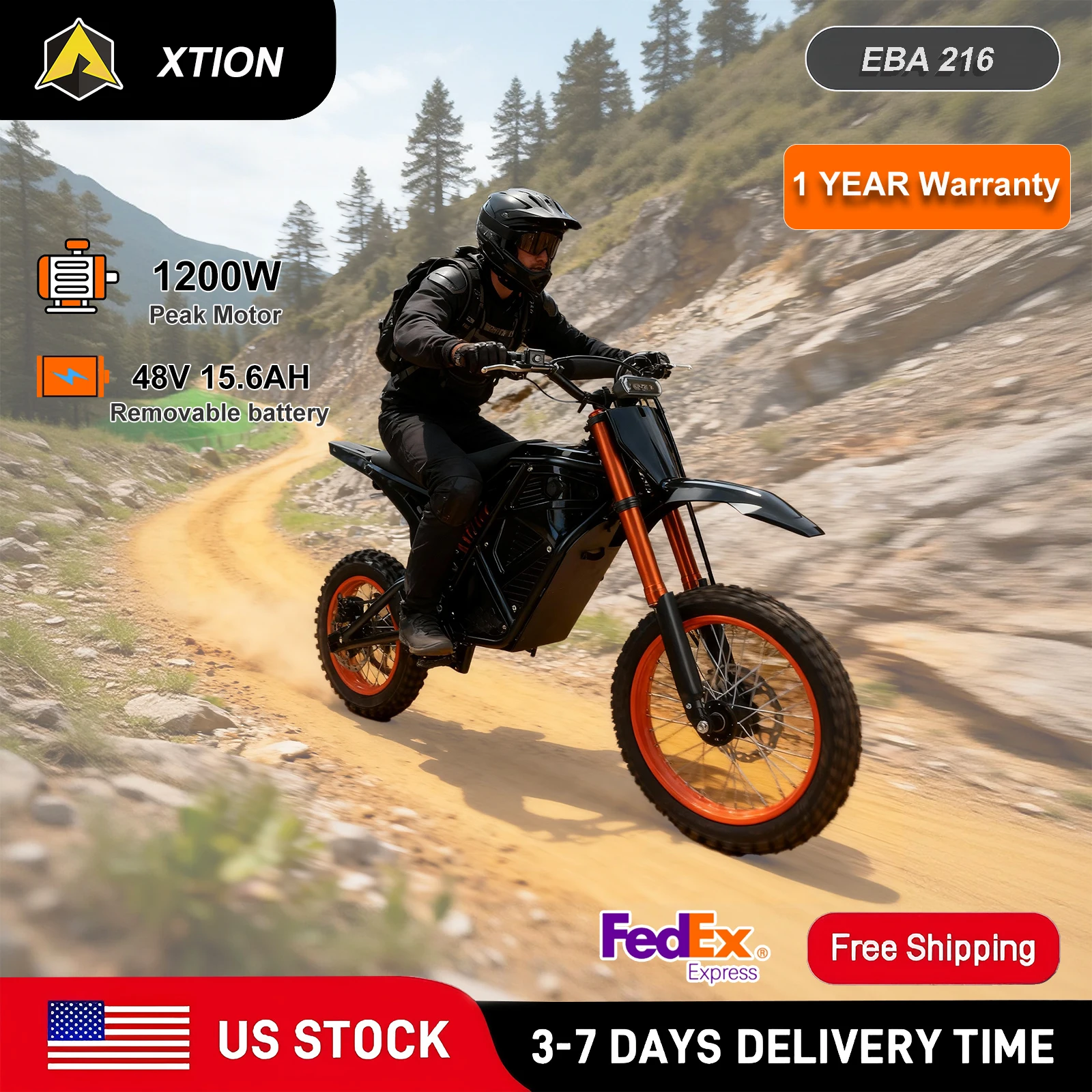 

1 YEAR Warranty 2000W Electric Dirt Bike for Teens & Adults, EBike, 48V Removable Battery E Bikes, 14"/12" Fat Tires Bicycle