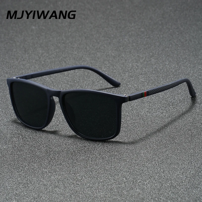 Mjyiwang Gafas de sol polarizadas cuadradas mate para hombre, lentes de espejo azules UV400, antideslumbrantes, para conducir, pescar, viajar, gafas para exteriores